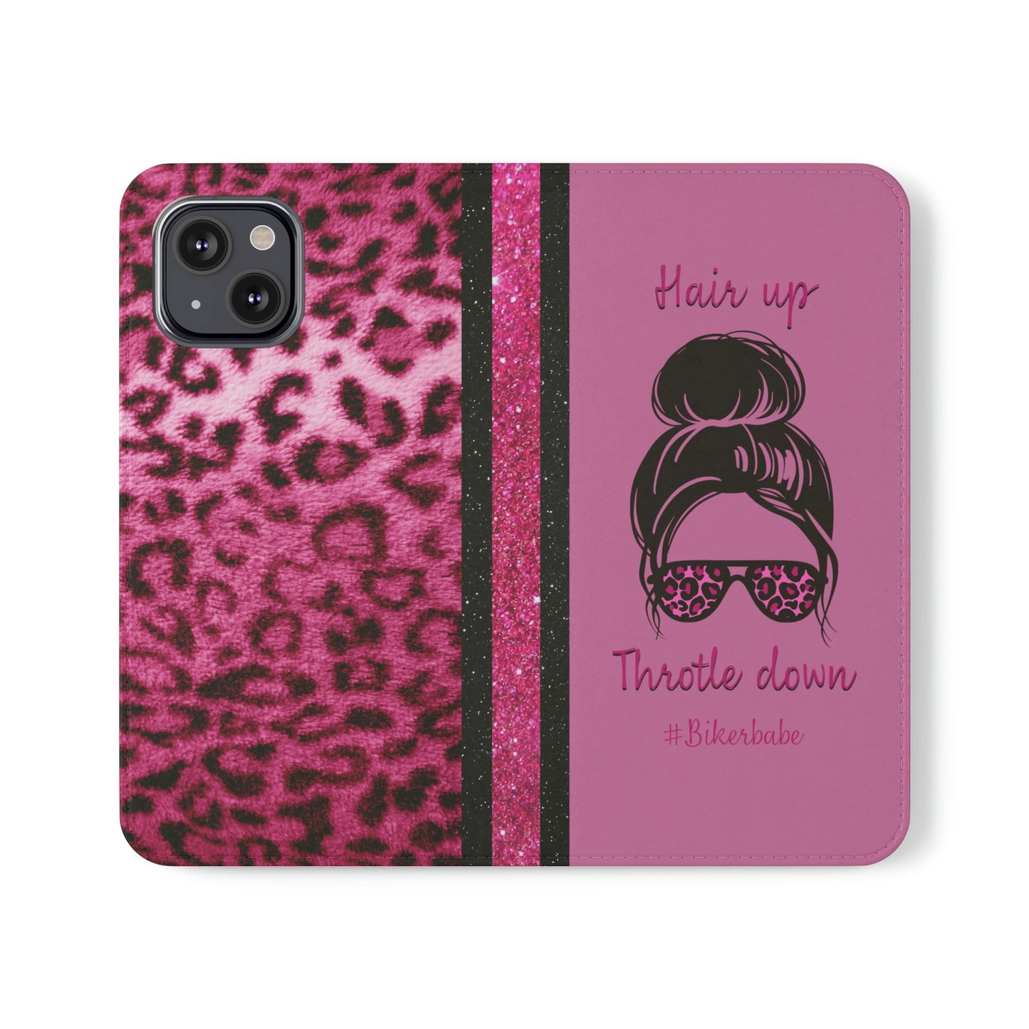 Biker Babe Pink Leopard Flip Cases