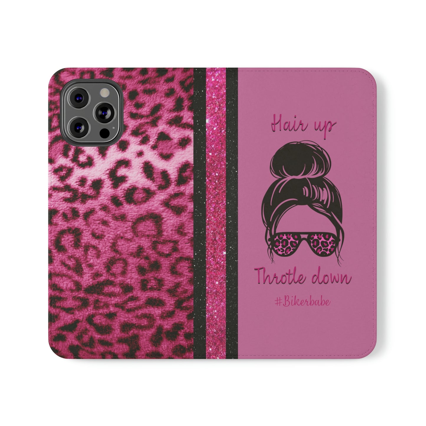 Biker Babe Pink Leopard Flip Cases