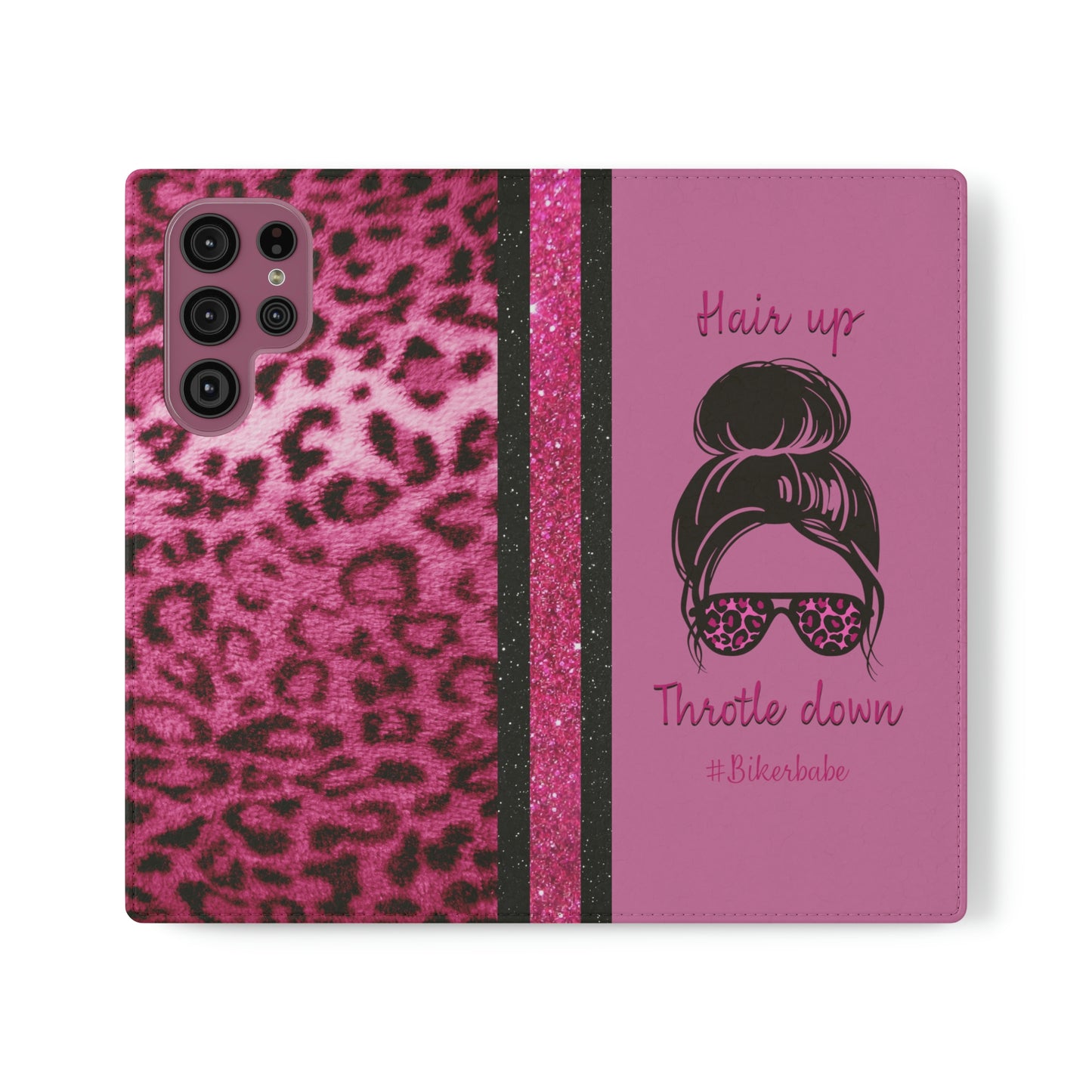 Biker Babe Pink Leopard Flip Cases