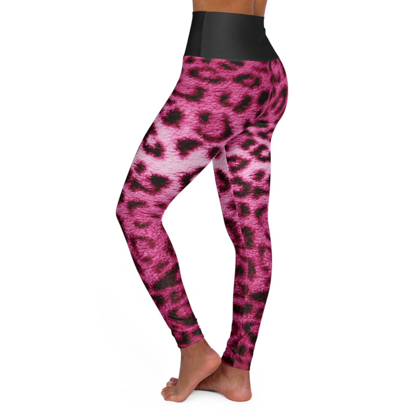 Biker Babe  Pink Leopard High Waisted Yoga Leggings (AOP)
