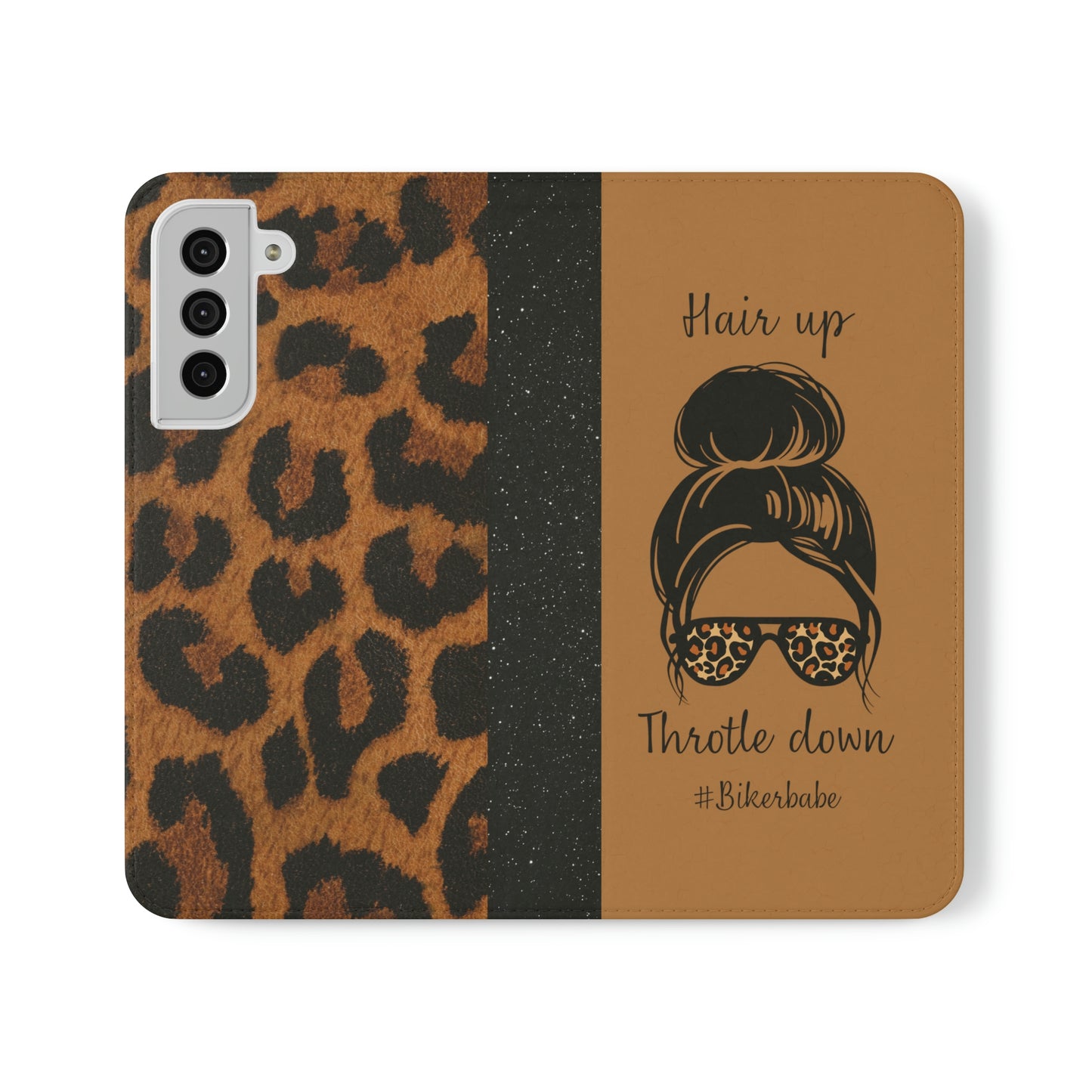 Biker Babe Leopard Flip Cases