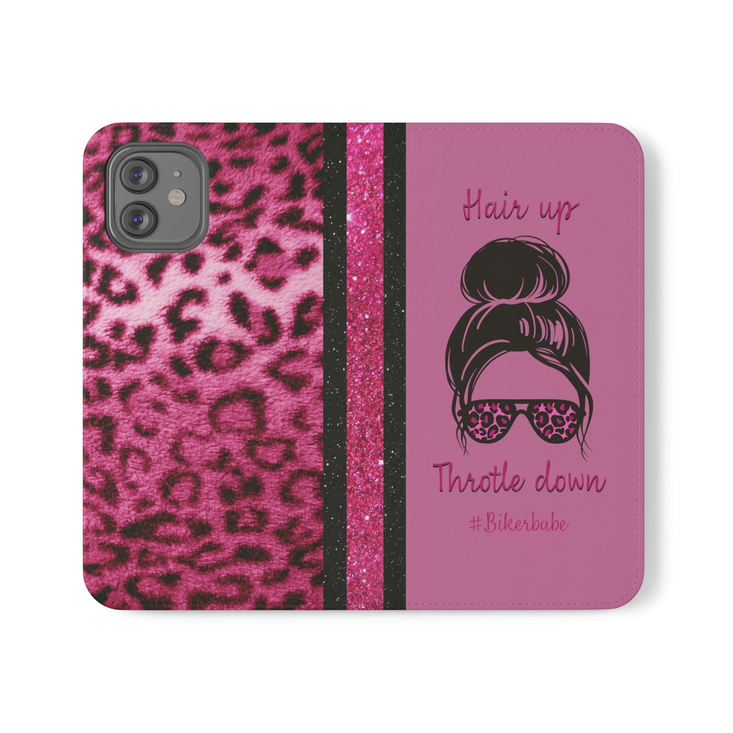Biker Babe Pink Leopard Flip Cases