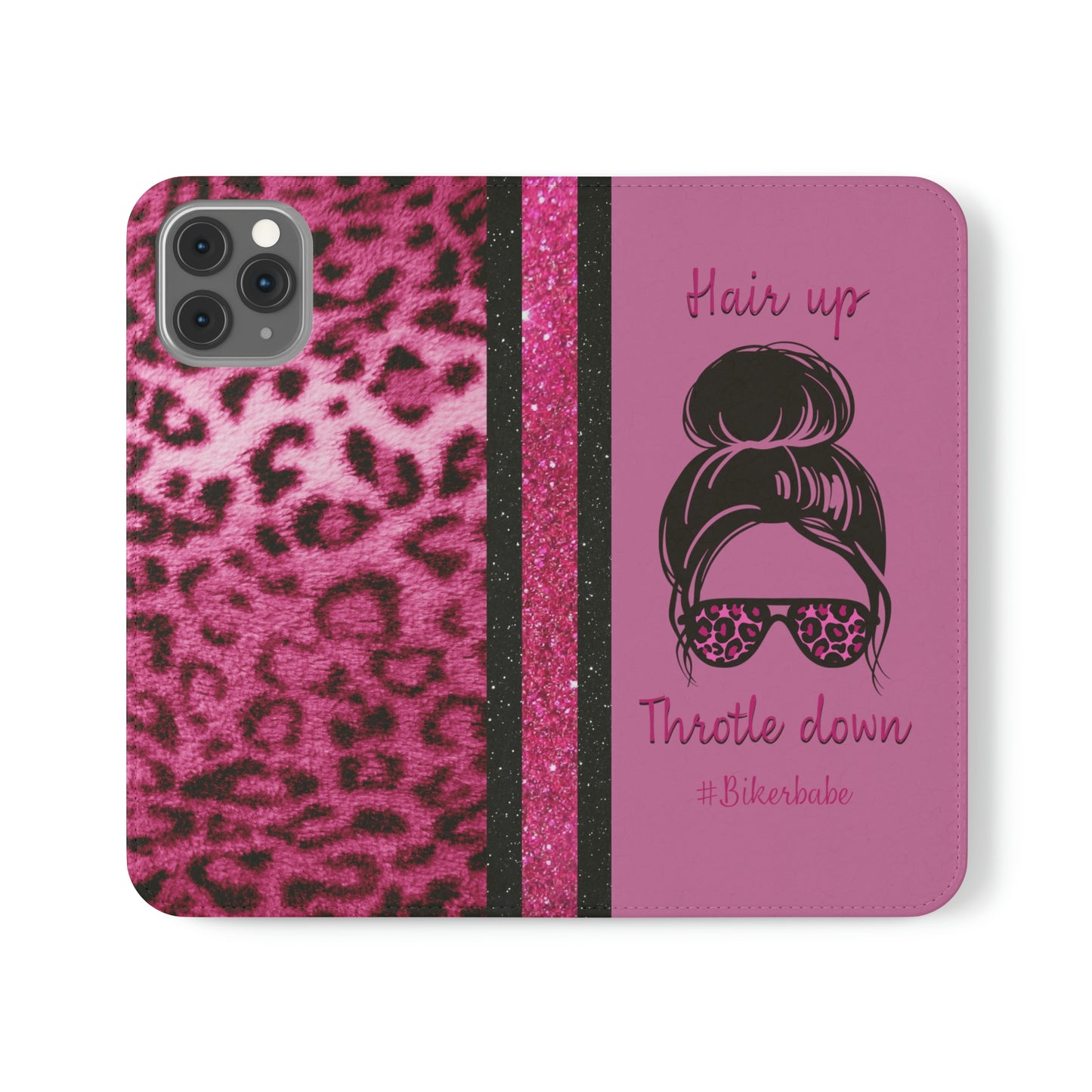 Biker Babe Pink Leopard Flip Cases
