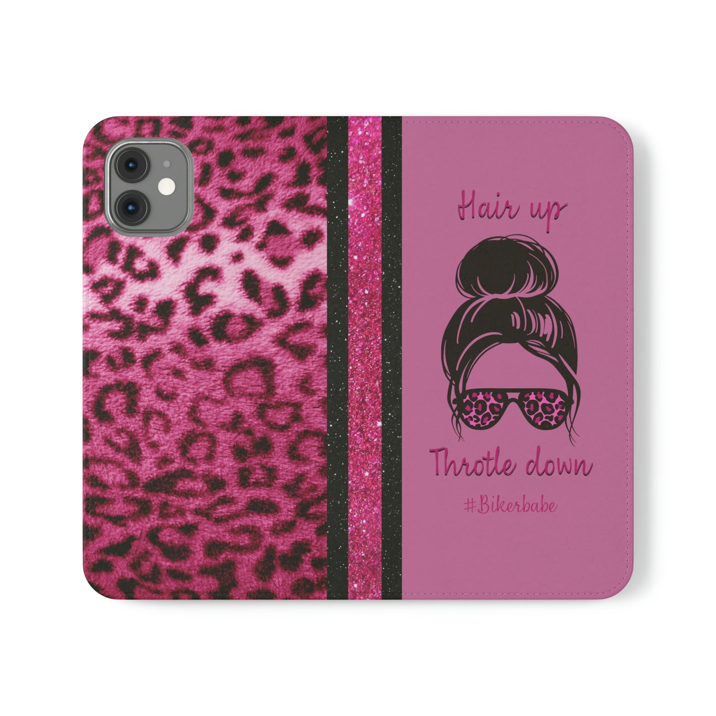 Biker Babe Pink Leopard Flip Cases