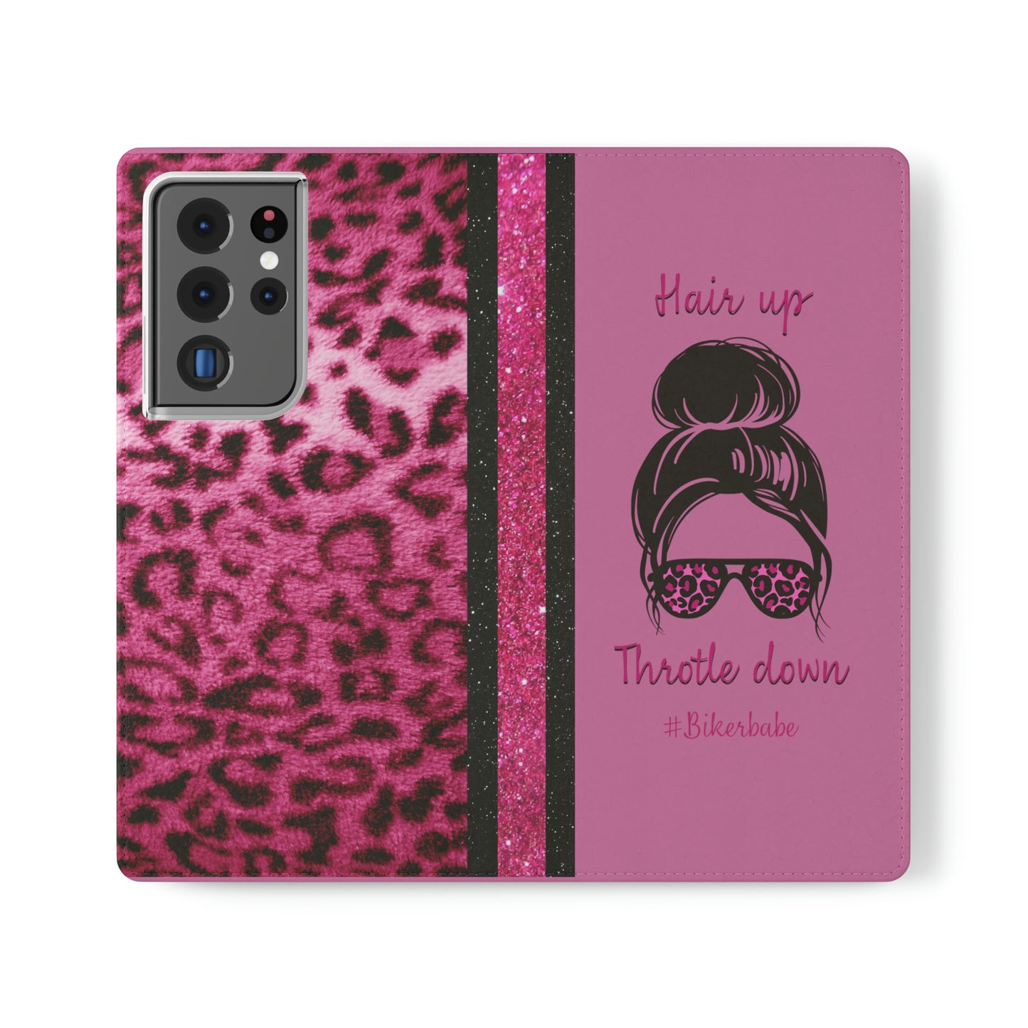 Biker Babe Pink Leopard Flip Cases