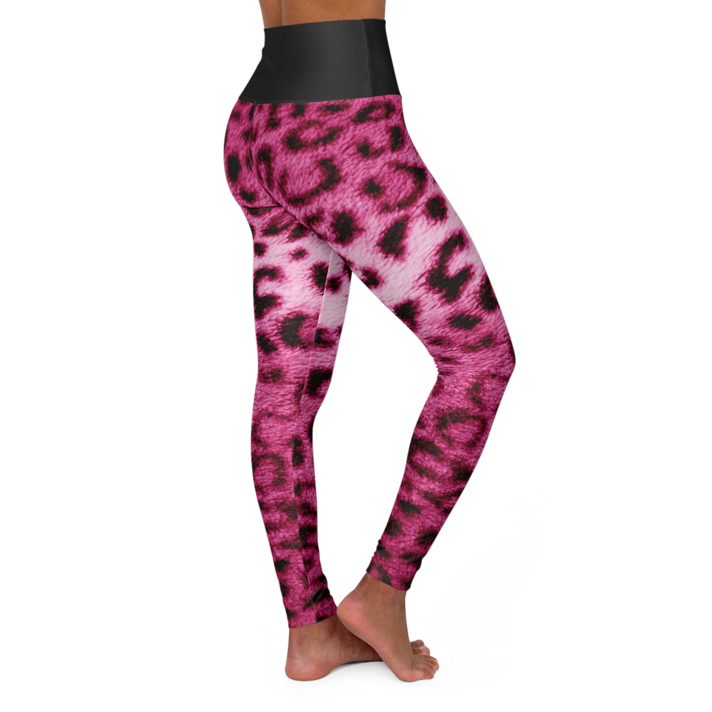 Biker Babe  Pink Leopard High Waisted Yoga Leggings (AOP)