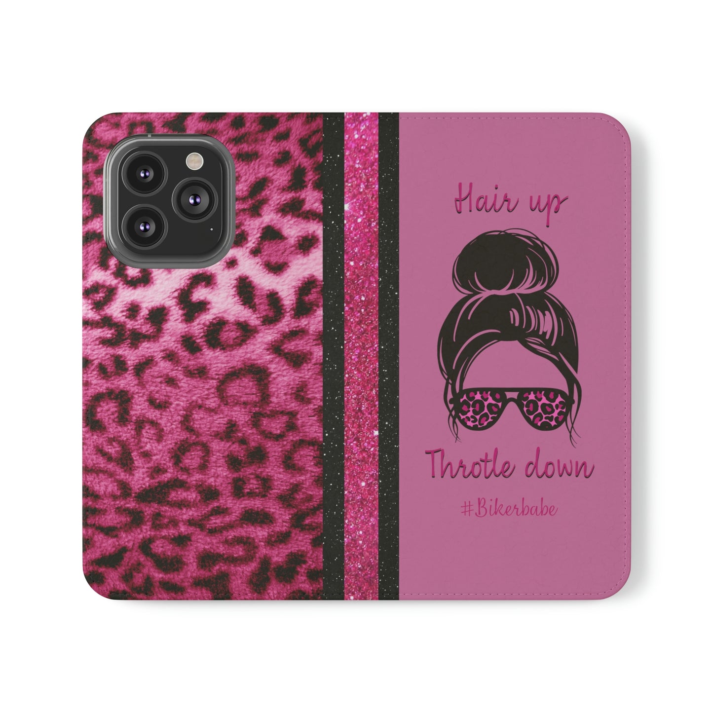 Biker Babe Pink Leopard Flip Cases