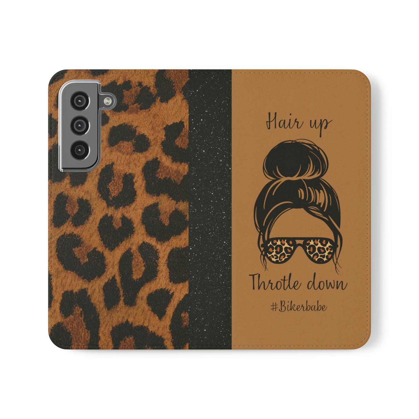Biker Babe Leopard Flip Cases