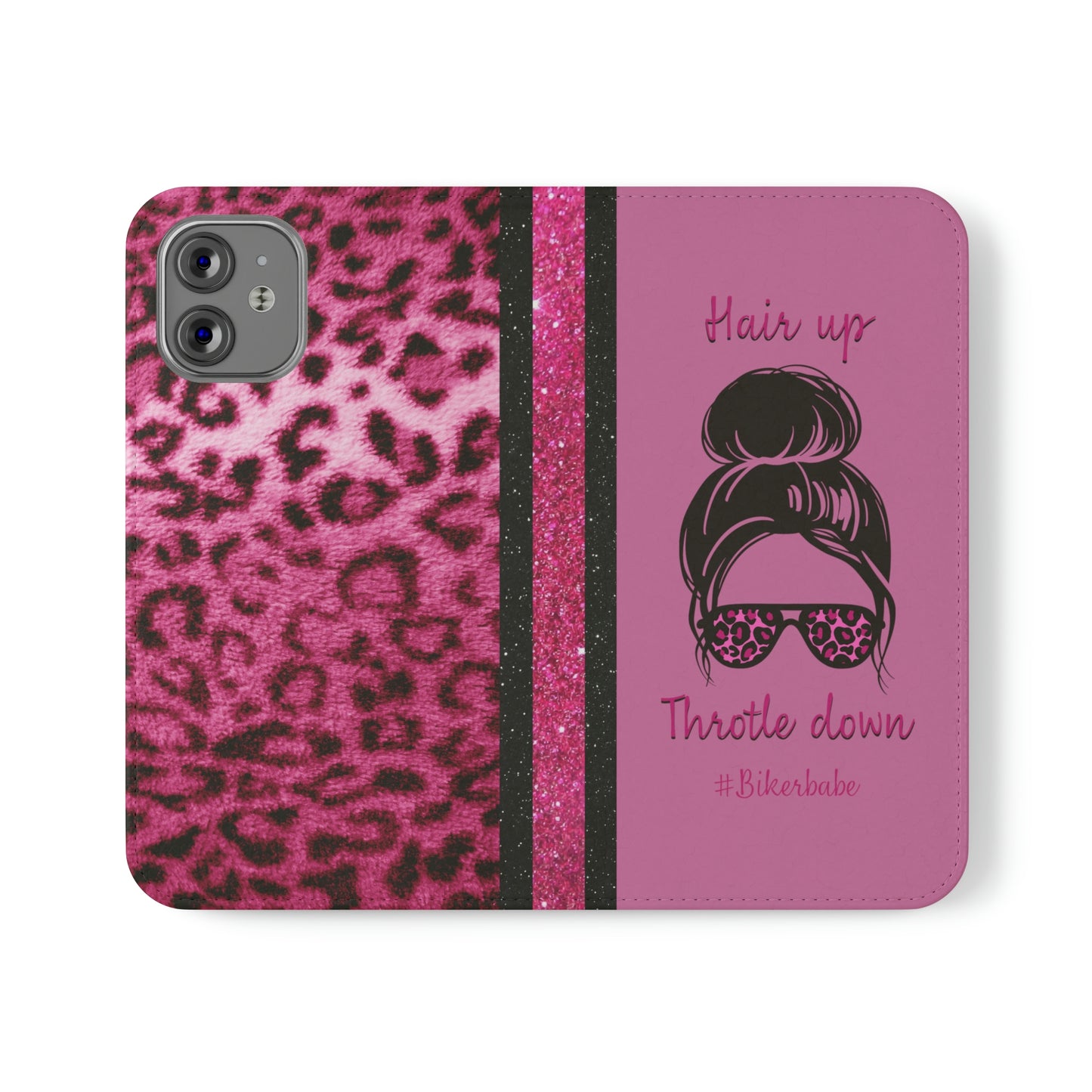 Biker Babe Pink Leopard Flip Cases