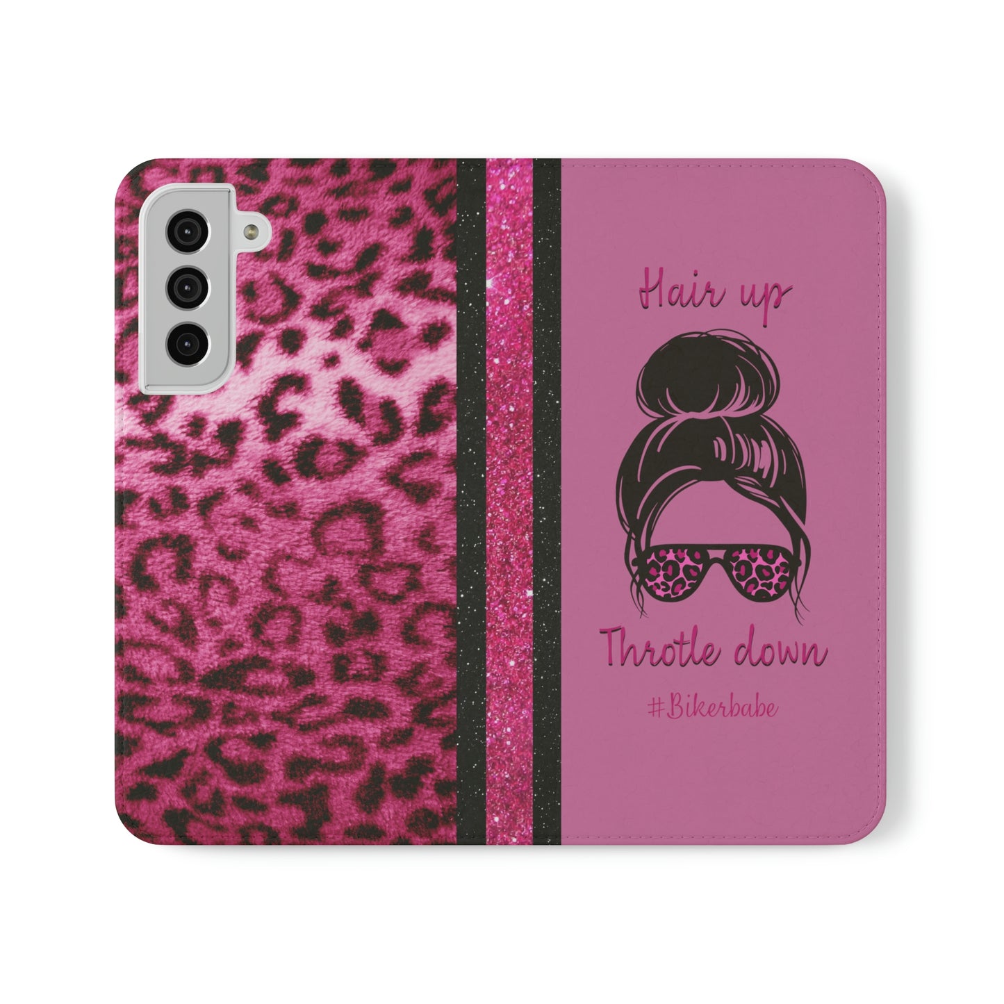 Biker Babe Pink Leopard Flip Cases