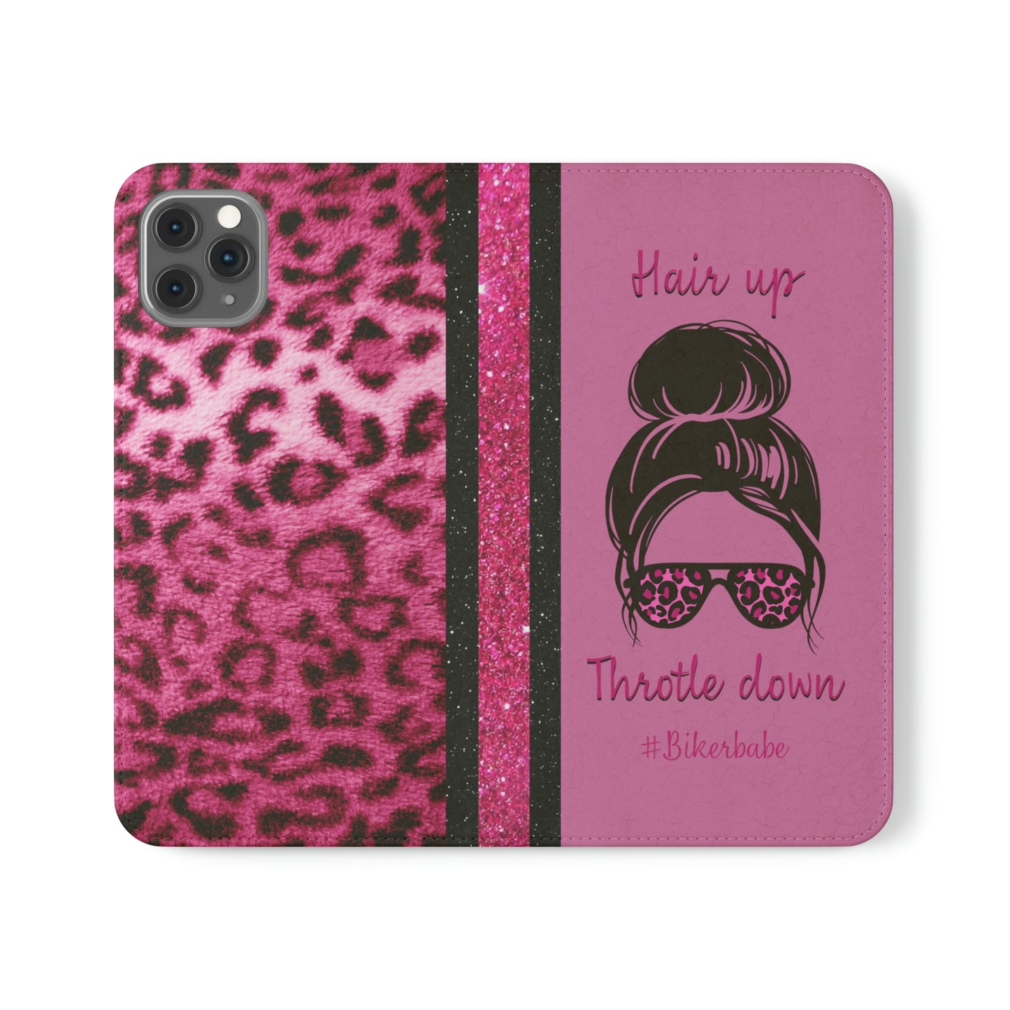 Biker Babe Pink Leopard Flip Cases