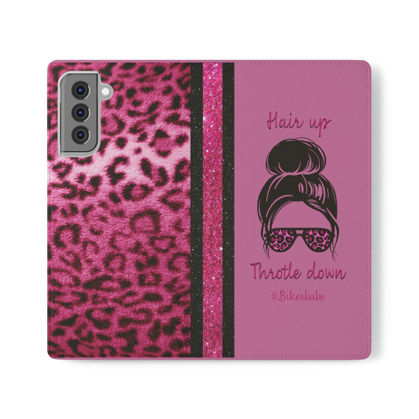 Biker Babe Pink Leopard Flip Cases
