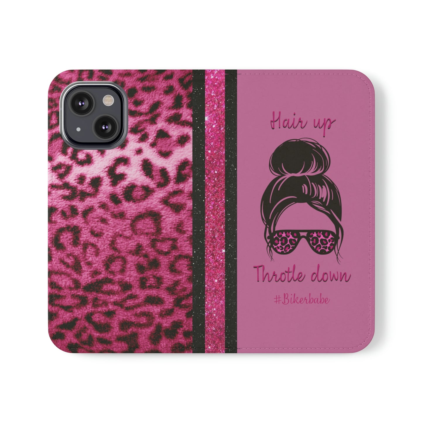 Biker Babe Pink Leopard Flip Cases