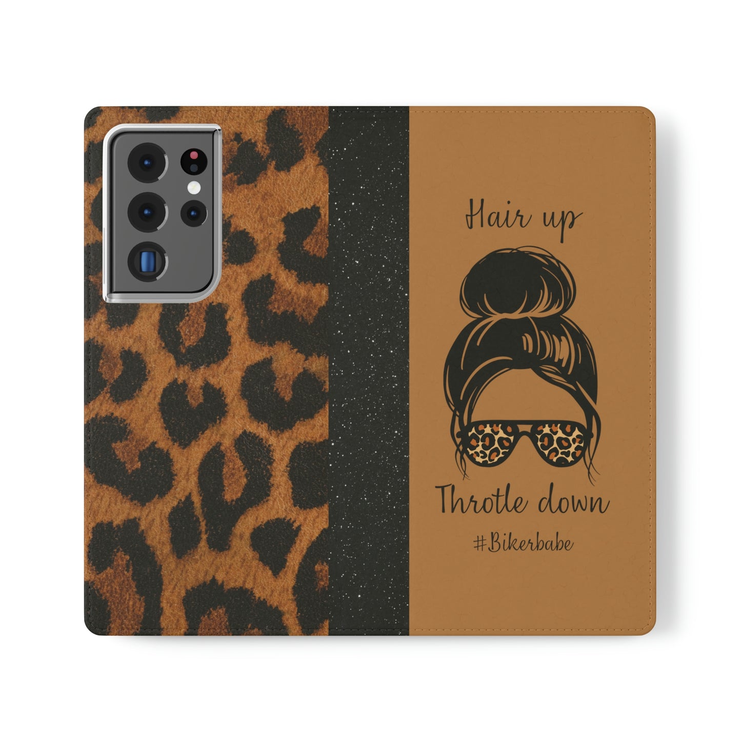 Biker Babe Leopard Flip Cases