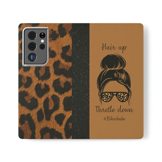 Biker Babe Leopard Flip Cases
