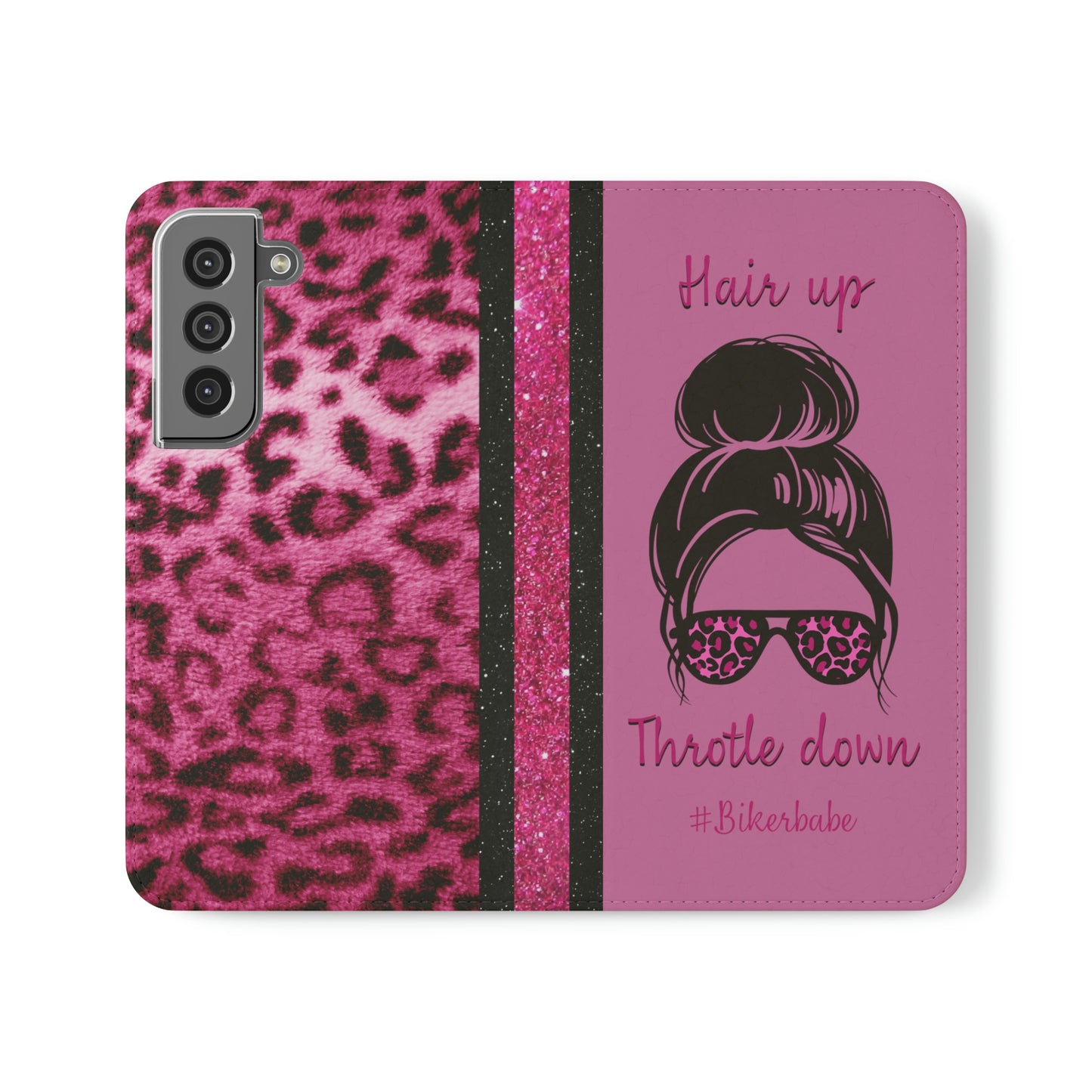 Biker Babe Pink Leopard Flip Cases