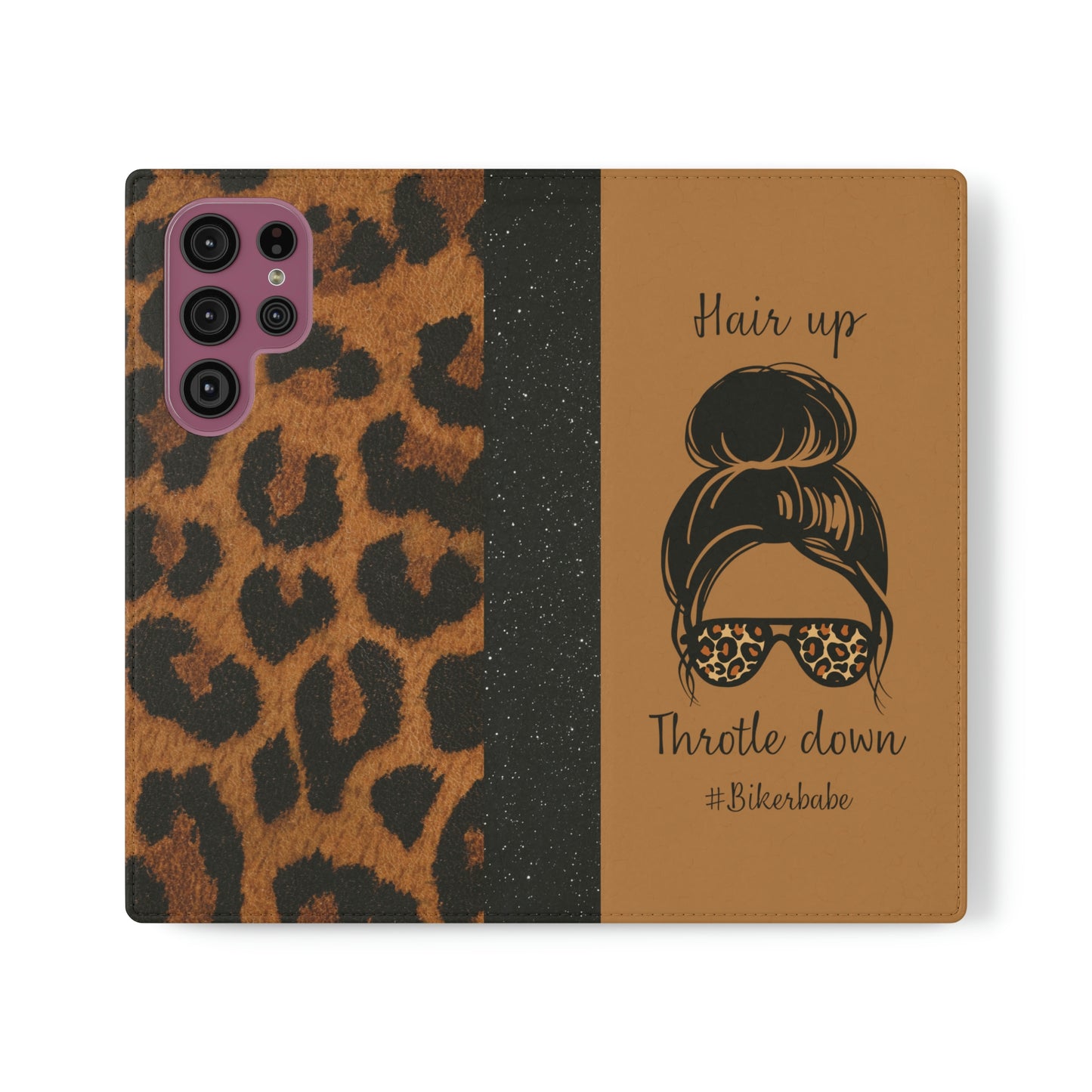 Biker Babe Leopard Flip Cases