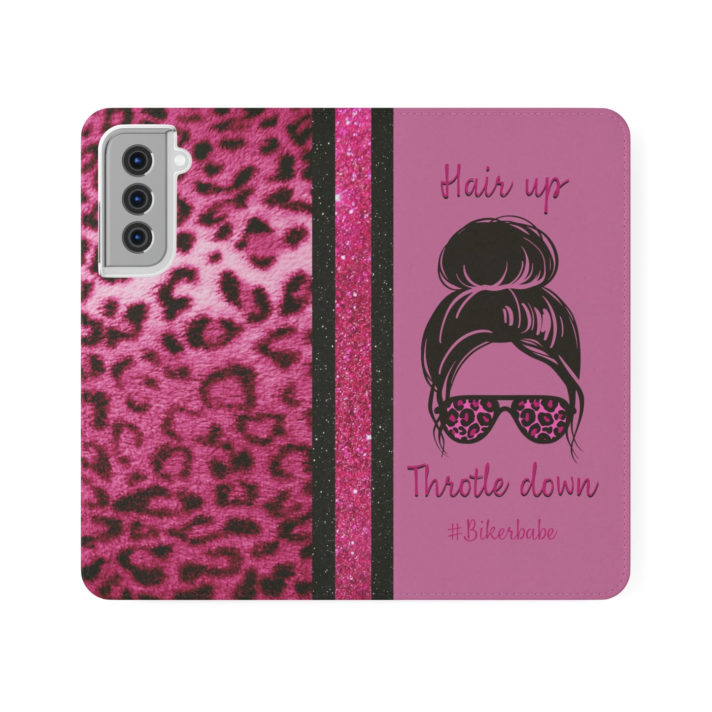Biker Babe Pink Leopard Flip Cases