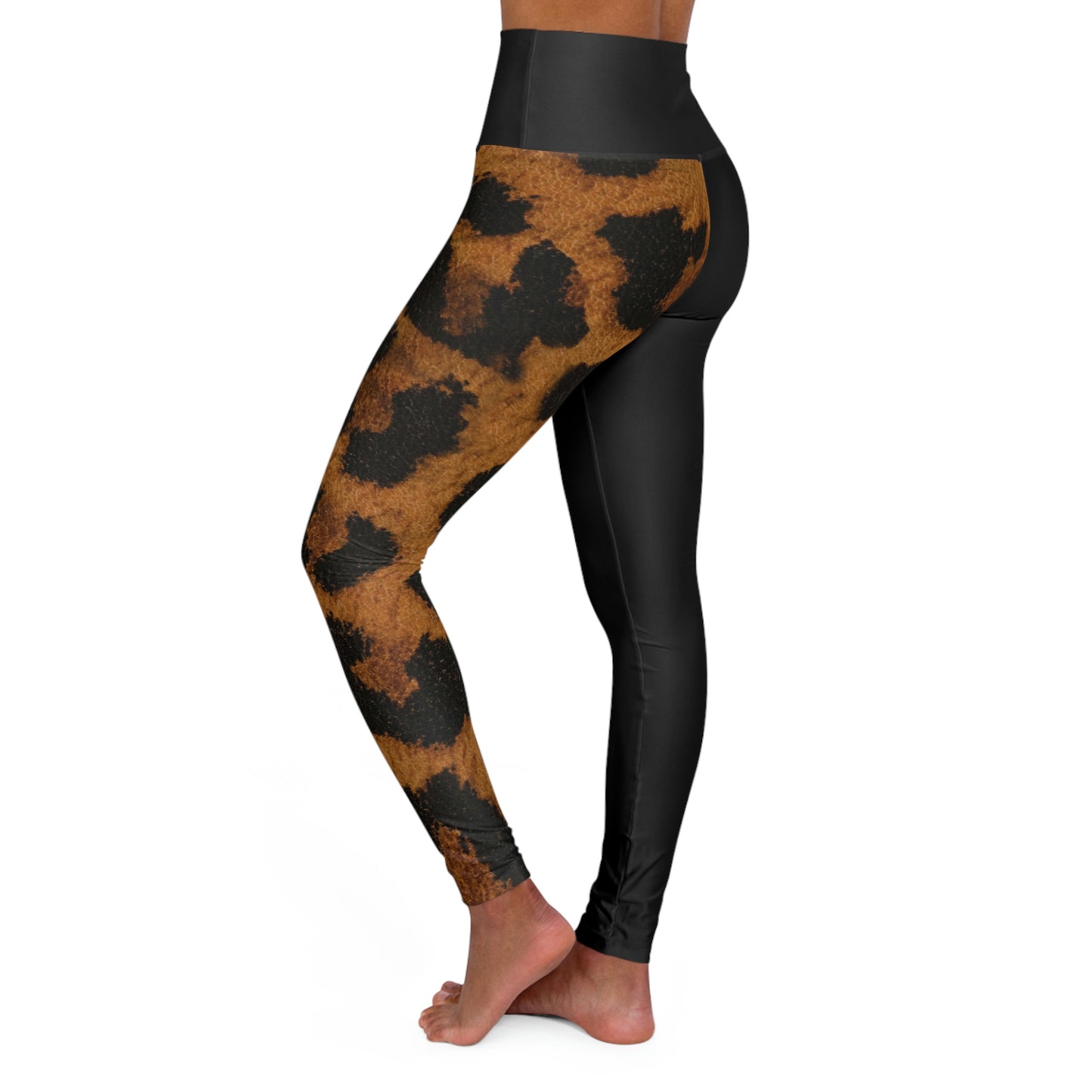 Biker Babe 1/2 Leopard High Waisted Yoga Leggings (AOP)