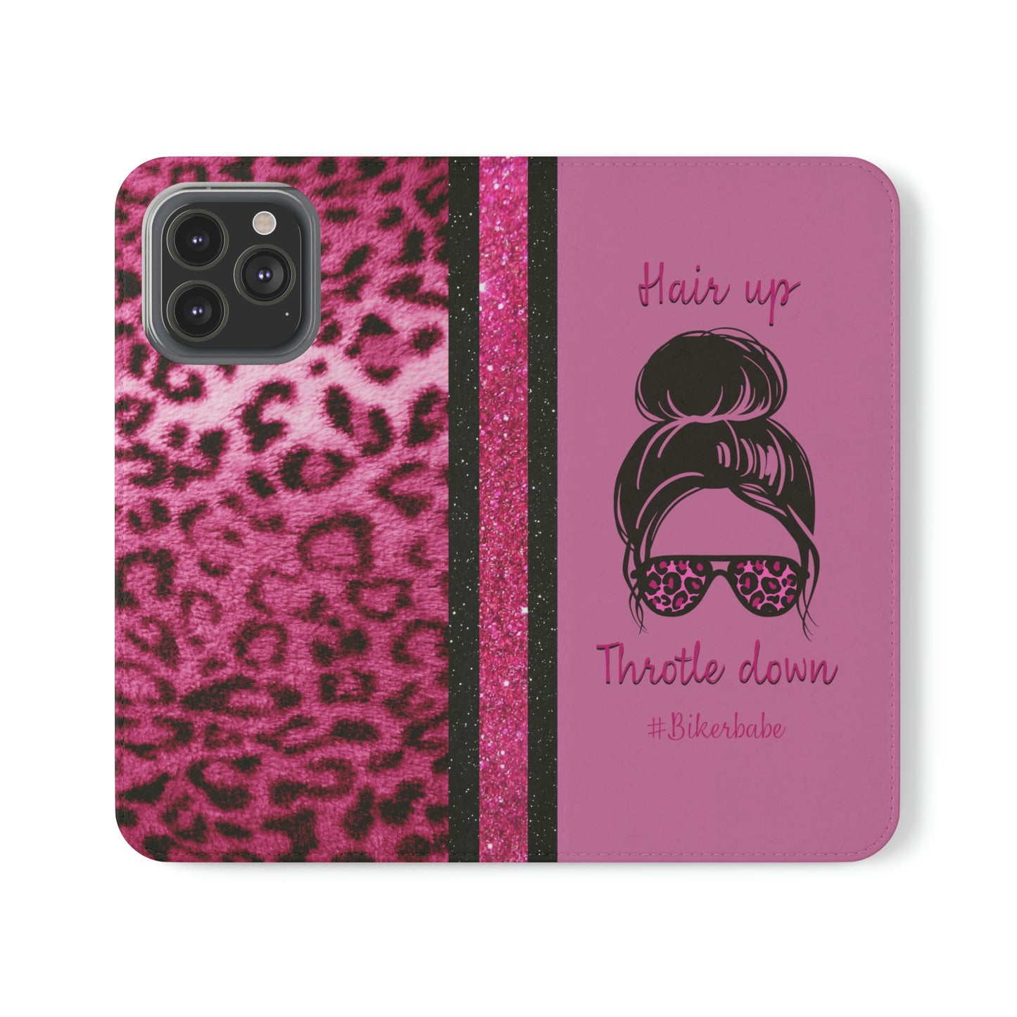 Biker Babe Pink Leopard Flip Cases
